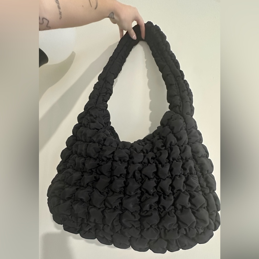 Black Quilted Knot Shoulder Bag